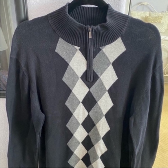 Men’s Black Alfani Formal Long Sleeve Half Zip Sweater Size Medium - Picture 2 of 5